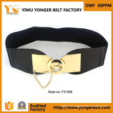 Fashion Black Elastic Unique Design Hooking Buckle Chain Belt pour femme